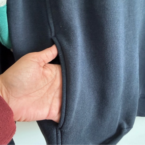 Towncraft XL Navy Blue Pullover Sweatshirt Teal Stripe 90s Retro Colorblock - Picture 3 of 5